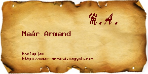 Maár Armand névjegykártya